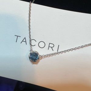 Petite Crescent Crown Gem Necklace featuring London Blue Topaz. Never Been Worn!